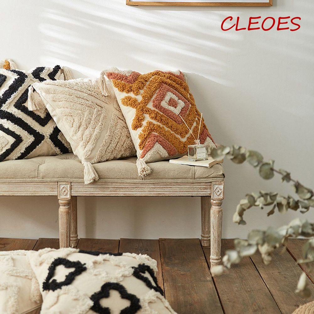 Vỏ Gối Hình Vuông Bằng Vải Không Dệt Phối Núm Tua Phong Cách Bohemia