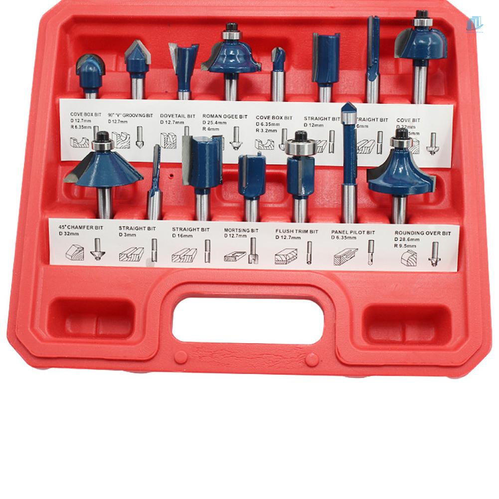 Set 15 Mũi Khoan Cắt Gỗ 1 / 4 Inch Kèm Hộp Đựng