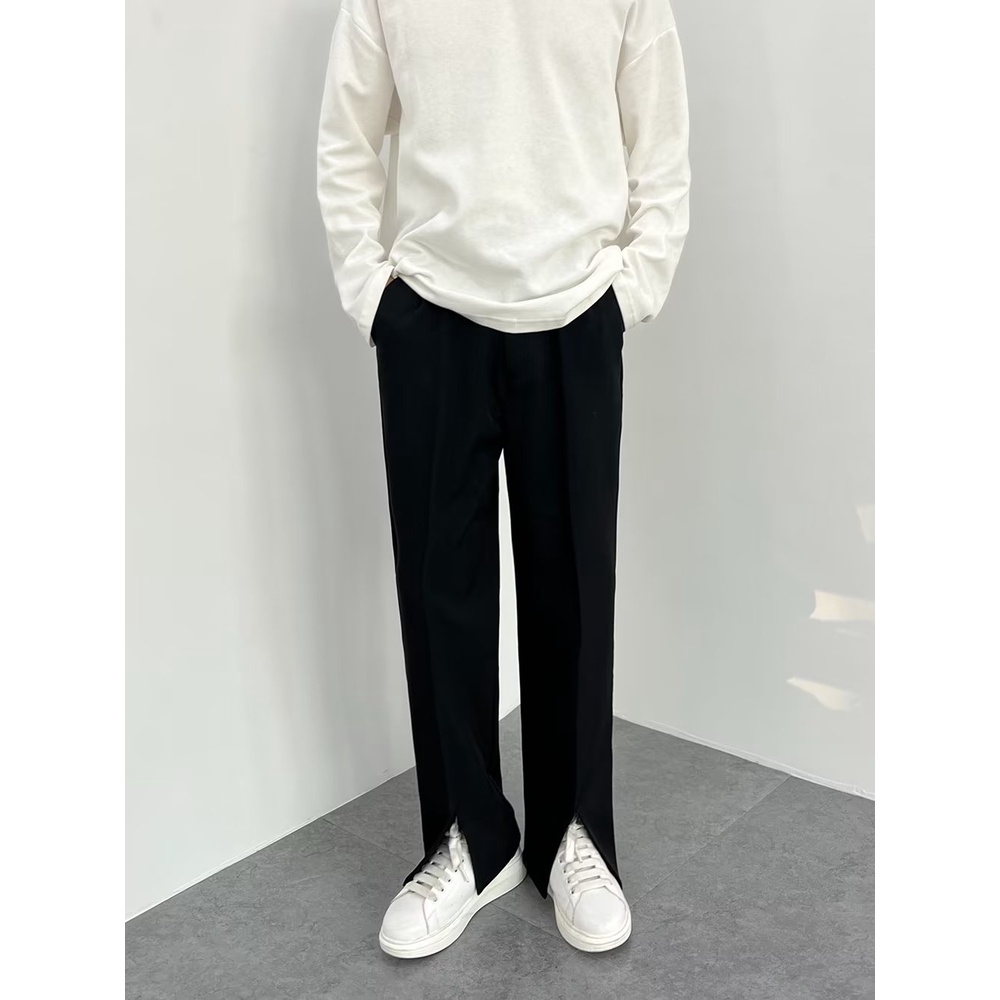 Quần Dài Nam Ống Đứng Xẻ Tà Màu Đen Thời Trang Mùa Hè Cao Cấp