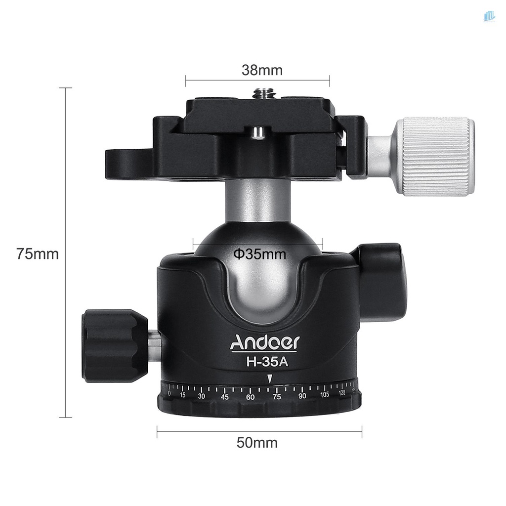 Đầu Chuyển Đổi Chân Máy Ảnh Tripod Đầu Bi Tròn Bằng Hợp Kim Nhôm Chịu Lực Thấp Tối Đa 15kg / 33lbs Andoer H-35A