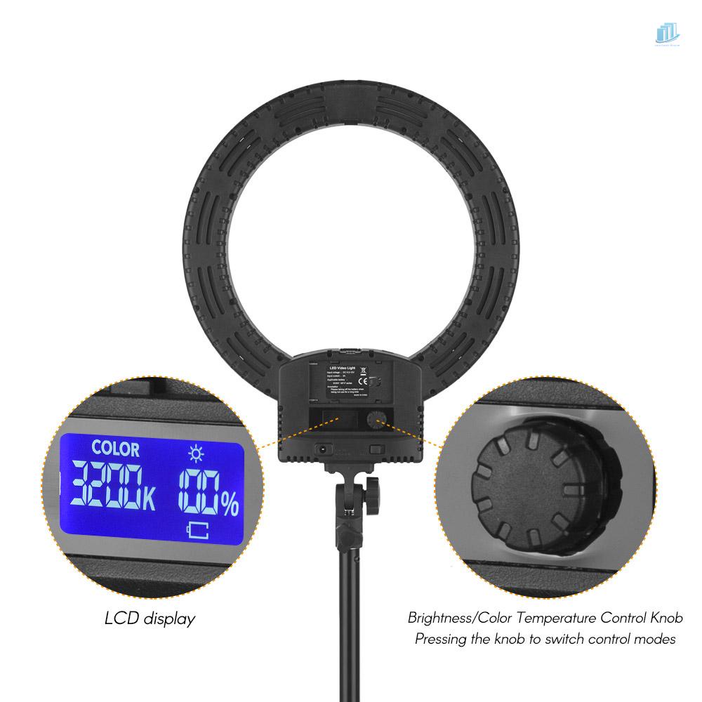 Vòng Đèn LED 12 Inch 30W Màn Hình LCD 3200K-5600K Điều Chỉnh Được Nhiệt Độ Kèm Giá Đỡ 1.8M Cho Studio Chụp Ảnh