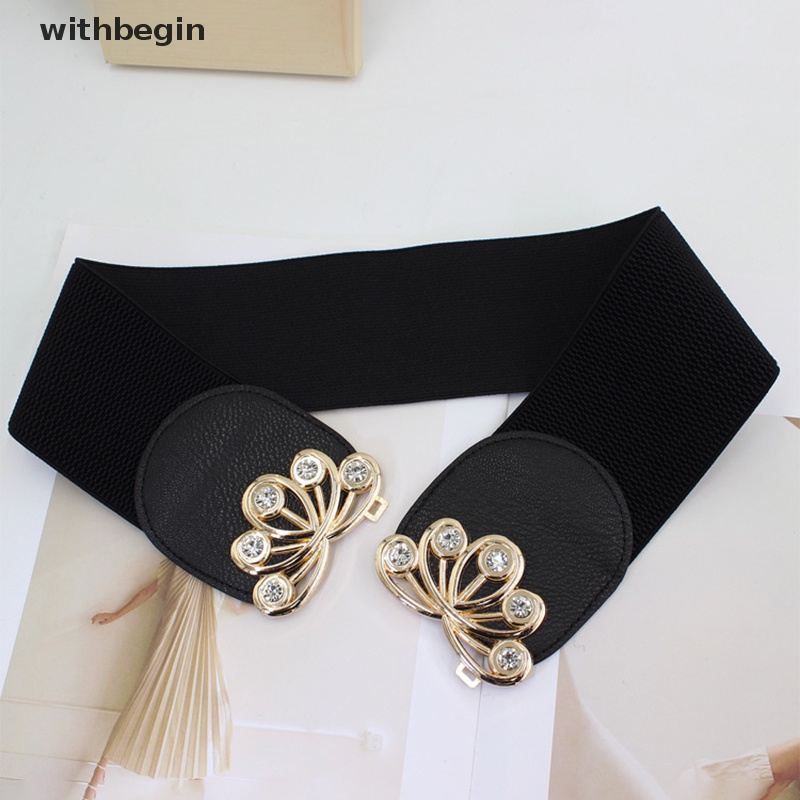 Thắt Lưng Bản Rộng Co Giãn Có Khóa Vàng Kim Thời Trang Mùa Hè Cổ Điển