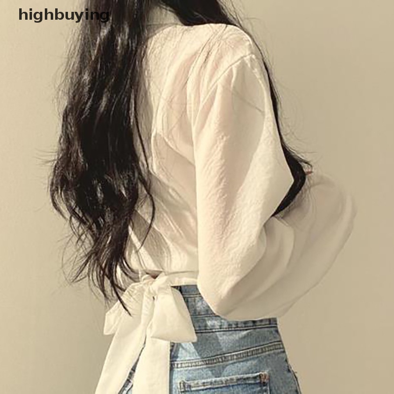 Áo Kiểu Nữ Tay Dài Cổ Chữ V Màu Sắc Thanh Lịch