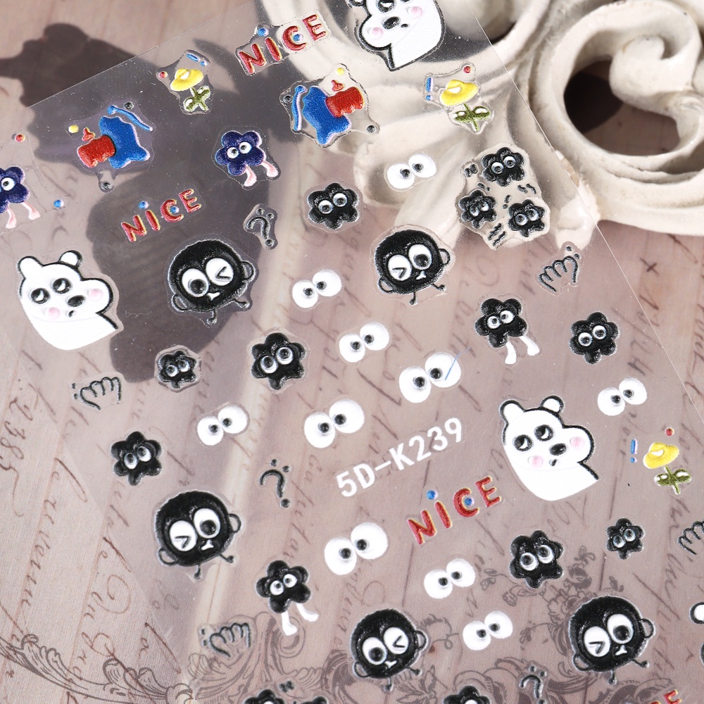 Miếng Dán Trang Trí Móng Tay Họa Tiết Hoạt Hình 5D Độc Đáo