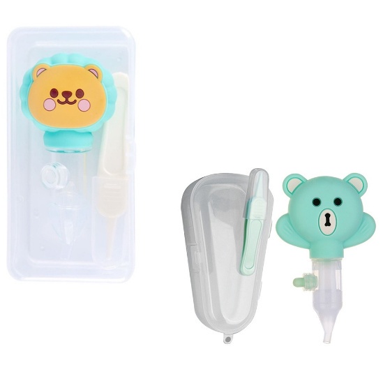 Dụng cụ hút mũi hình Gấu kèm gắp rỉ mũi cho bé, chất liệu Silicon mềm mại an toàn cho mũi bé