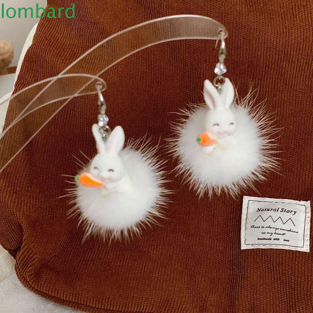 Bông Tai Dáng Dài Đính Bóng Lông Thời Trang Thu Đông Dễ Thương Cho Nữ