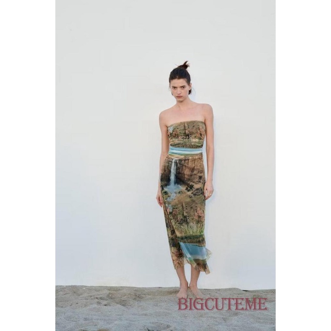 Đầm Ôm Không Tay In Họa Tiết Thời Trang Xuân Hè Cho Nữ