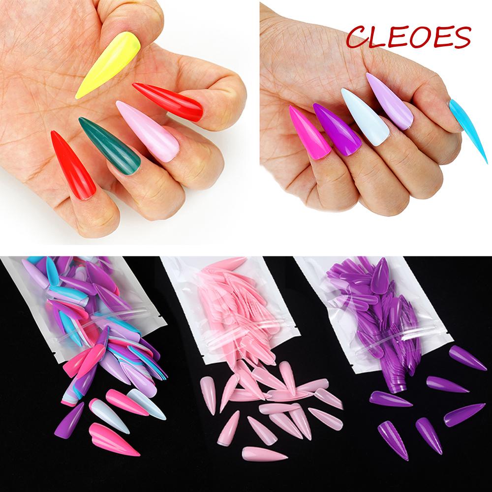 Set 100 Móng Tay Giả Che Phủ Toàn Diện Màu Sắc Kẹo Ngọt Xinh Xắn