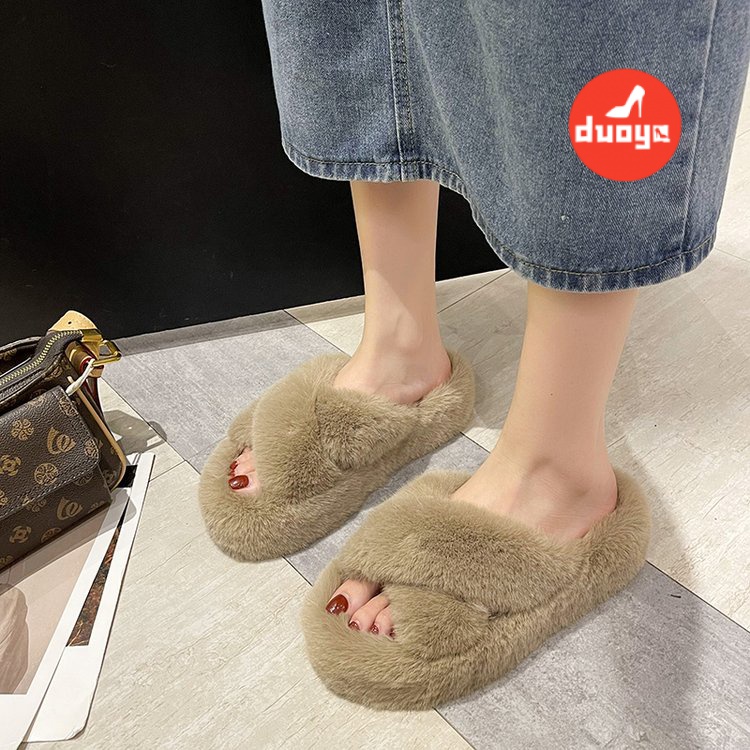 Dép Cao Su Giả Lông Thú Đế Vừa (3-5cm)