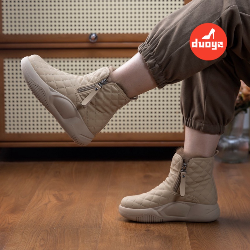 Duoya Giày Bốt Martin Cotton Lót Lông Dày Dặn Chống Trượt Thời Trang Mùa Đông 2022 Mới Cho Nữ