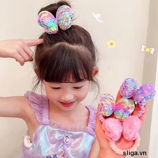 💌dây cột tóc hình nơ đính sequin lấp lánh dễ thương cho bé gái