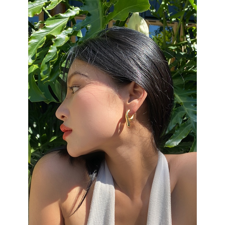 Khuyên Tai Dáng Dài Hai Lớp Mạ Vàng Phong Cách Pháp Thời Trang Cao Cấp Cho Nữ