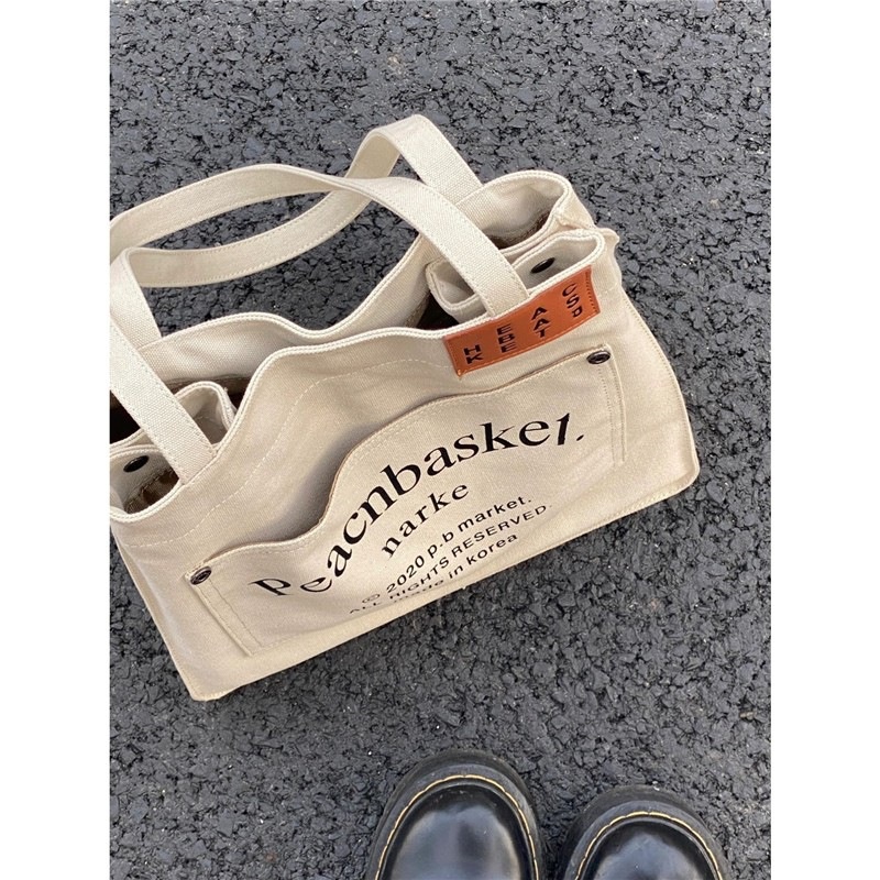 Túi Xách Canvas Sức Chứa Lớn In Họa Tiết Phong Cách Harajuku Hàn Quốc Thời Trang Cho Nữ 20