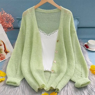Áo Khoác Cardigan Dệt Kim Tay Dài Thiết Kế Đơn Giản Hợp Thời Trang Cho Nữ