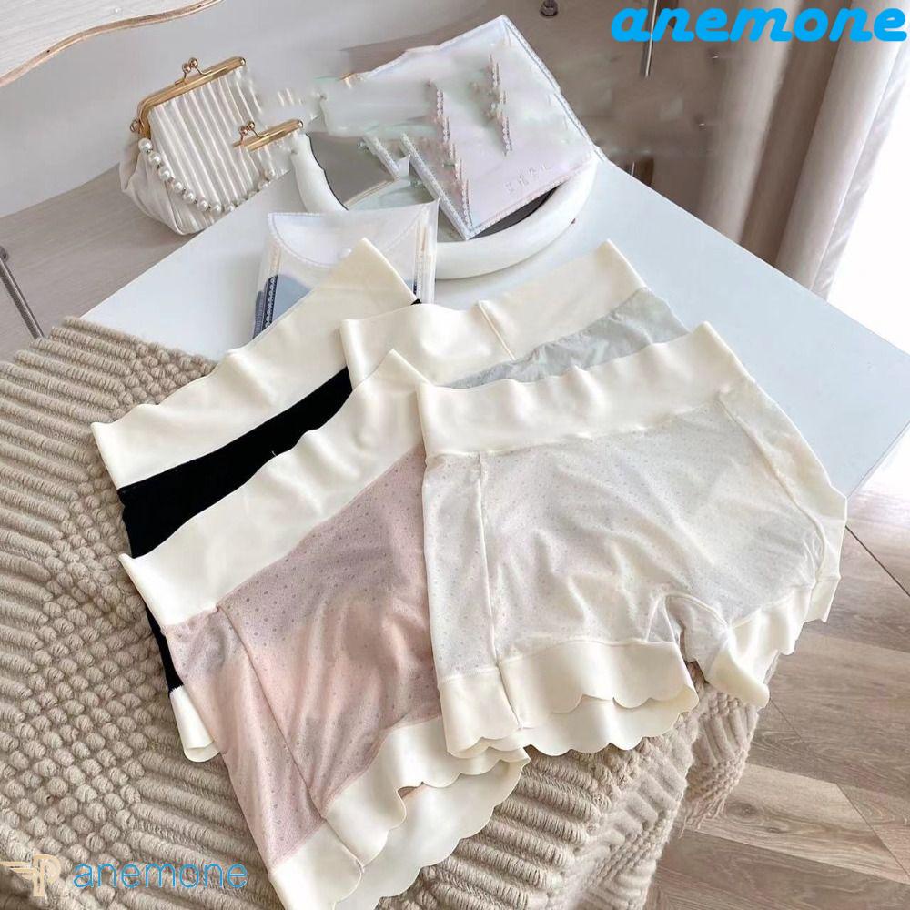 Quần Lót An Toàn Bằng Lụa Lạnh Màu Sắc Trơn Thoáng Khí Thoải Mái Cho Nữ