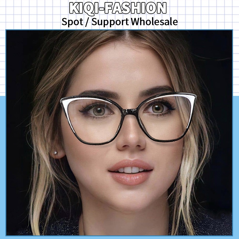 (KIQI-FASHION) COD Kính Mắt Mèo Chống Bức Xạ Ánh Sáng Xanh Phong Cách Phương Tây Cổ Điển Thời Trang Cho Nữ