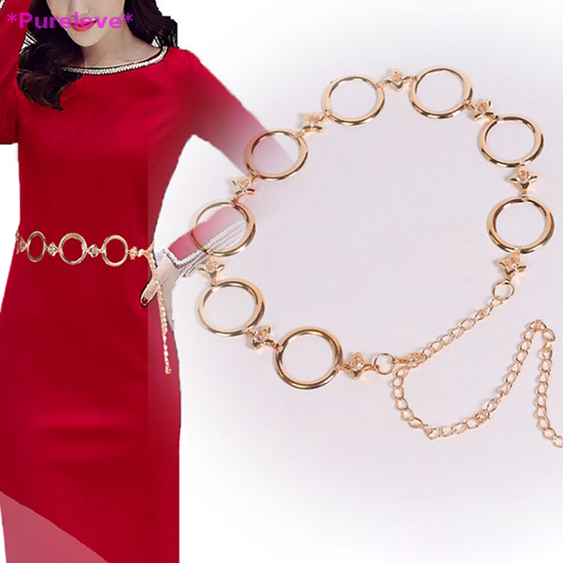 Thắt Lưng Dây Xích Bằng Kim Loại Màu Vàng Thời Trang Dành Cho Nữ Mới