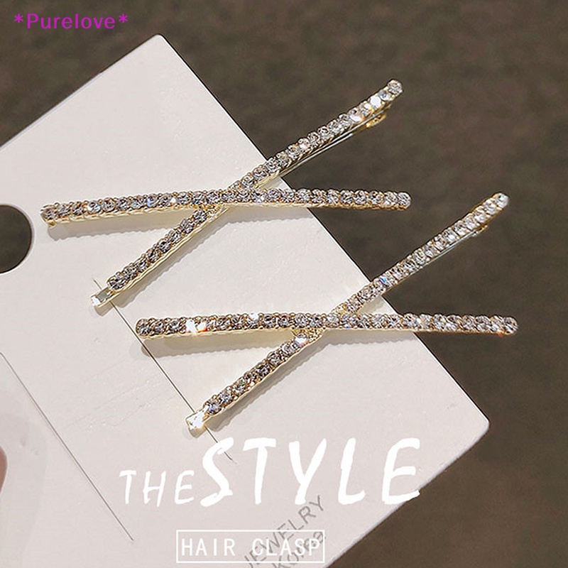 Set 2 Kẹp Tóc Đính Đá Pha Lê Thiết Kế Đơn Giản Thời Trang Mới