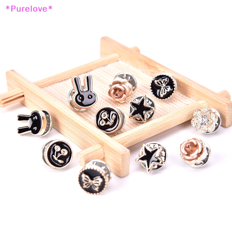 Set 10 Khuy Cài Áo Hình Bông Hoa Đính Ngọc Trai Giả Xinh Xắn Mới