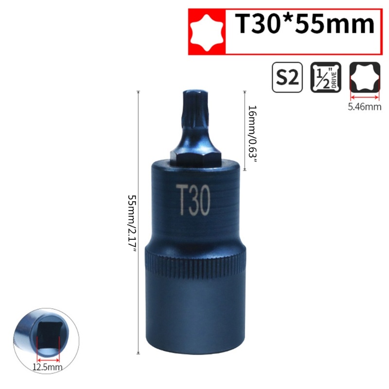 Bộ Tuốc Nơ Vít Điện T30 T40 T45 T50 T55 T60 T70 1 / 2 Inch Chuyên Dụng