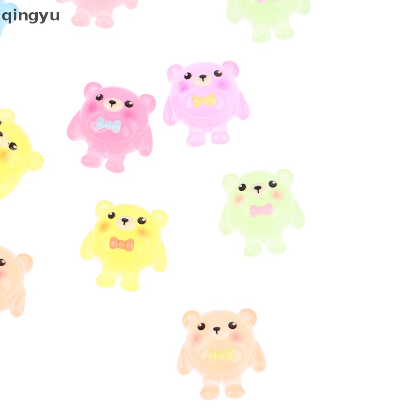 Qingyu Bộ 10 Tượng Gấu Dạ Quang Thu Nhỏ Bằng Nhựa Resin Trang Trí Tiểu Cảnh