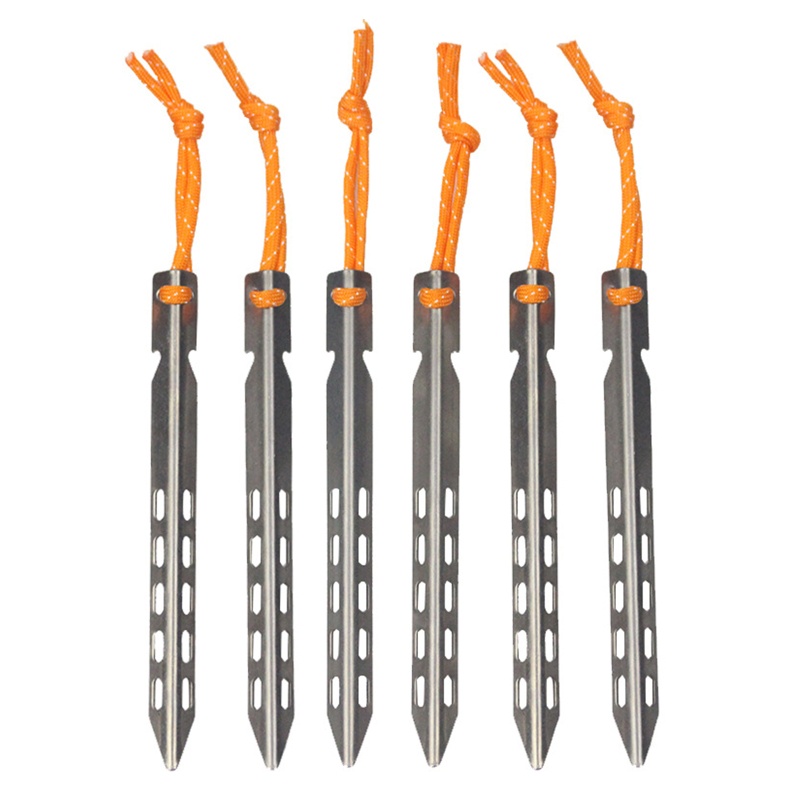Set 6 / 10 Cọc Căng Lều Bằng Titan Không Viền Dành Cho Cắm Trại Ngoài Trời