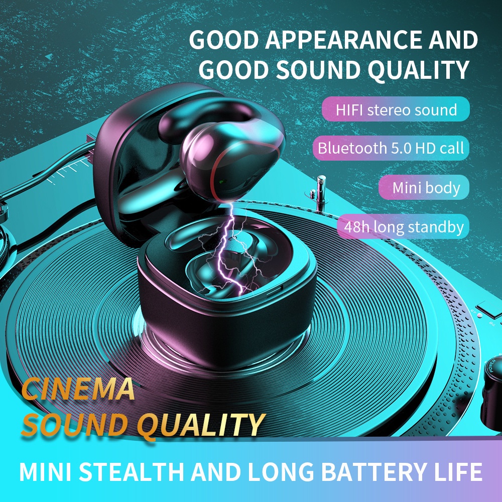 Tai Nghe Một Bên Tai Bluetooth Không Dây Mini Dạng Kẹp Thời Trang Chống Nước