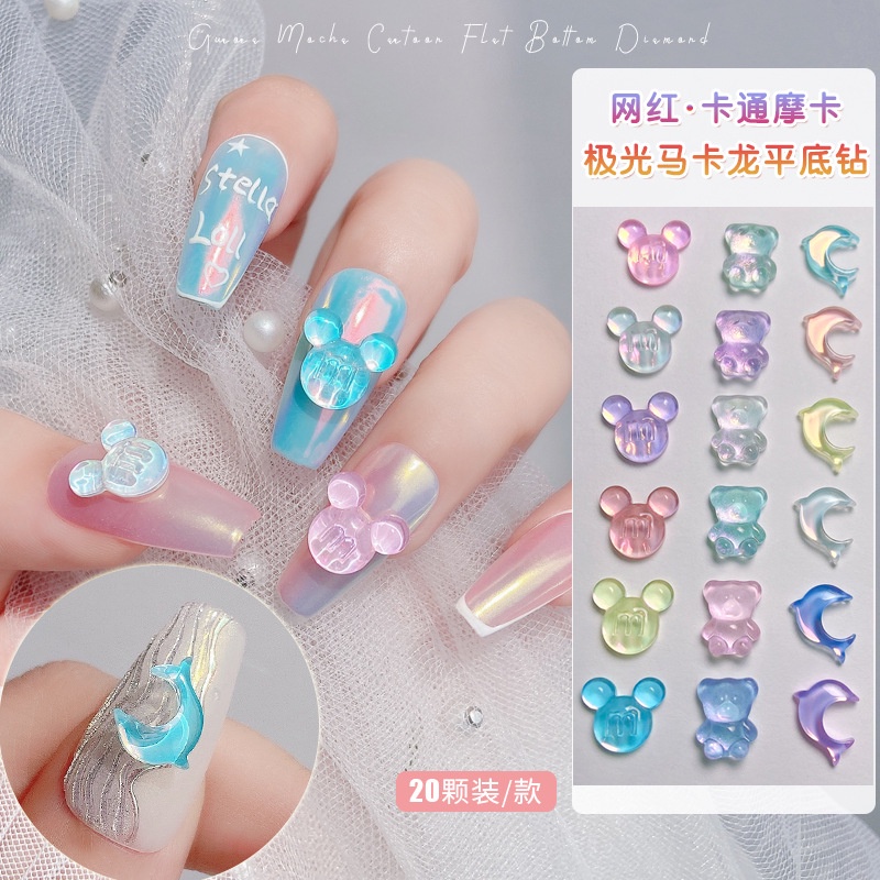 Set 20 Phụ Kiện Trang Trí Móng Tay 3D Hình Cá Heo Hoạt Hình Màu Macaron Xinh Xắn