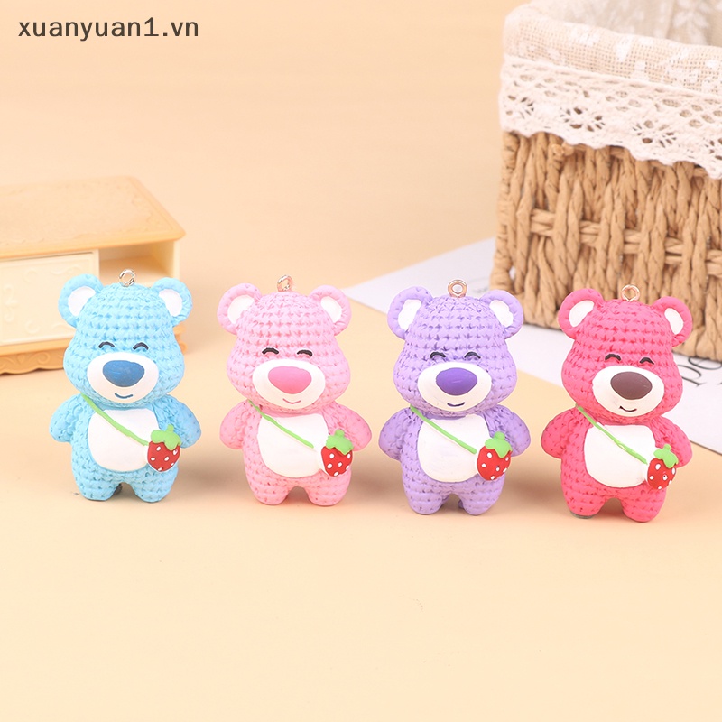 1 Móc Khóa Hình Gấu Và Dâu Tây DIY Xinh Xắn