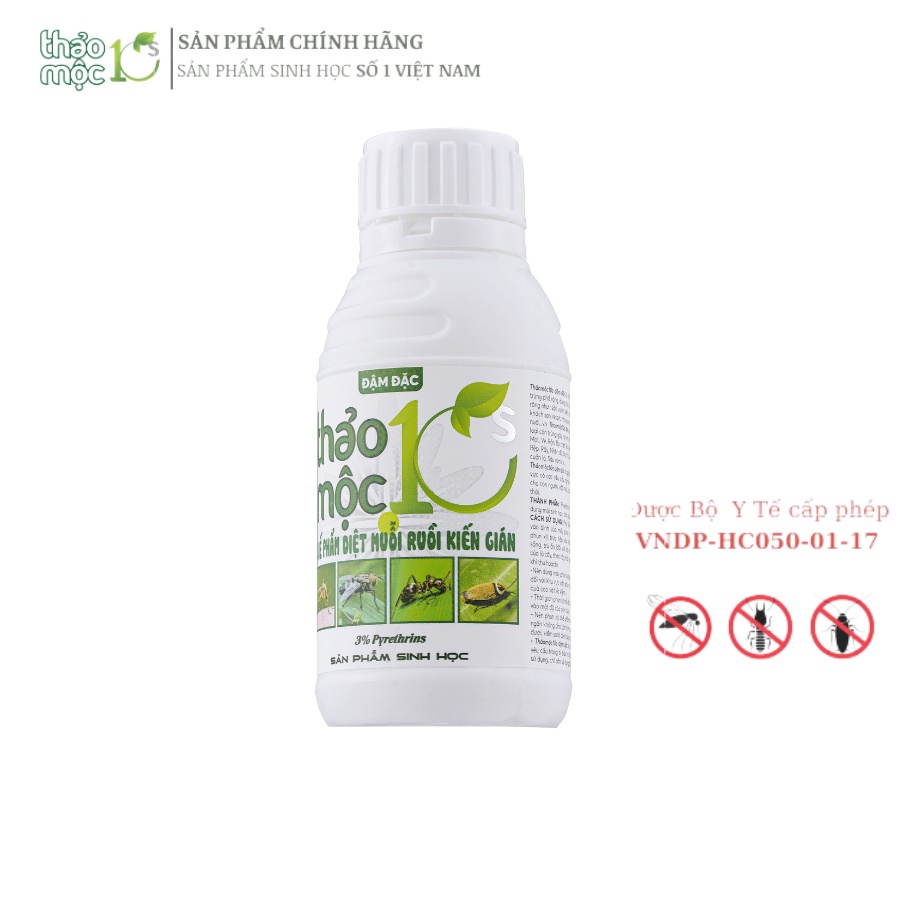 Chế phẩm diệt côn trùng gián mối ruồi muỗi Sinh học Thảo Mộc 10s loại đậm đặc 100ml pha với 10 lít nước