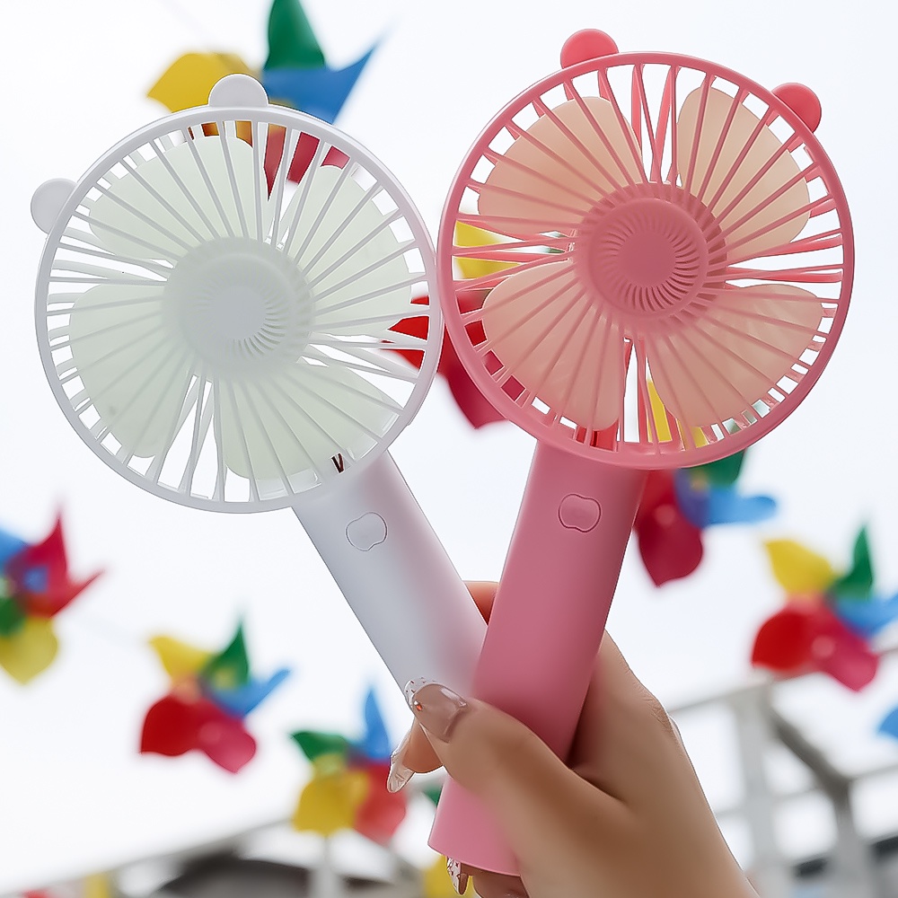 [Đặc trưng] Quạt Làm Mát Mini Cầm Tay Một Nút Bấm Tiếng Ồn Nhỏ Gọn Với Đế Sạc USB Tiện Dụng Cho Văn Phòng / Mua Sắm Du Lịch