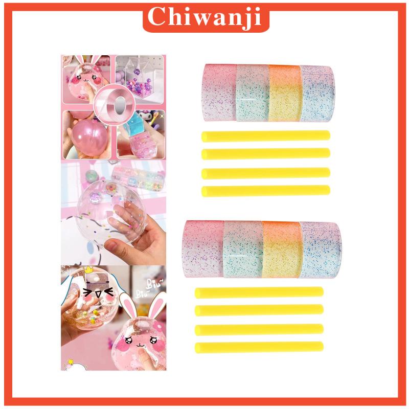 Bộ 4 Cuộn Băng Dính Nano Lấp Lánh Trong Suốt Dùng Làm Đồ Thủ Công DIY