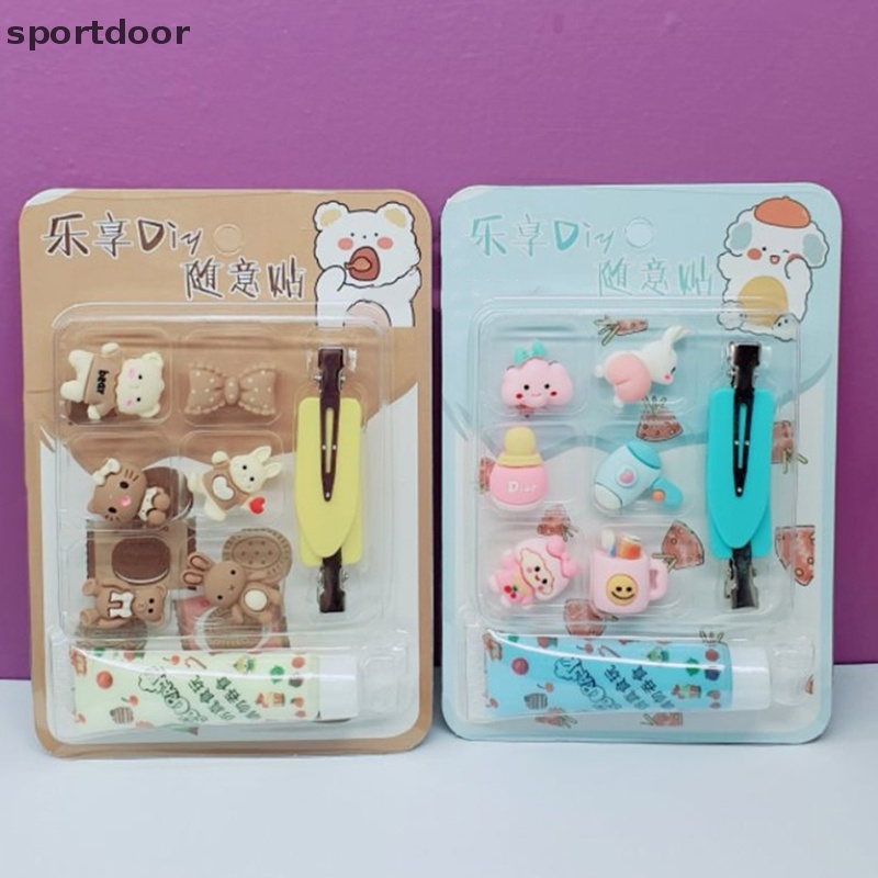 [sportoutdoor] Bộ Phụ Kiện Kẹp Tóc Hoạt Hình Màu Đỏ Kem Thủ Công Sáng Tạo Cho Bé Gái [out]
