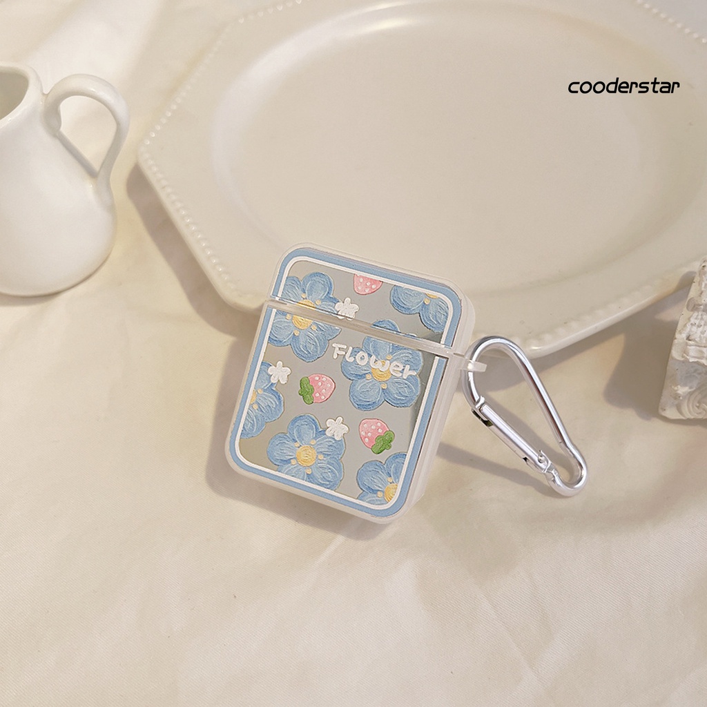 Vỏ Bảo Vệ Hộp Đựng Tai Nghe Airpods 1 / 2 / 3 Bằng TPU Tráng Gương In Họa Tiết Hoa &amp; Việt Quất Nhỏ Gọn Chống Sốc / Rơi Tiện
