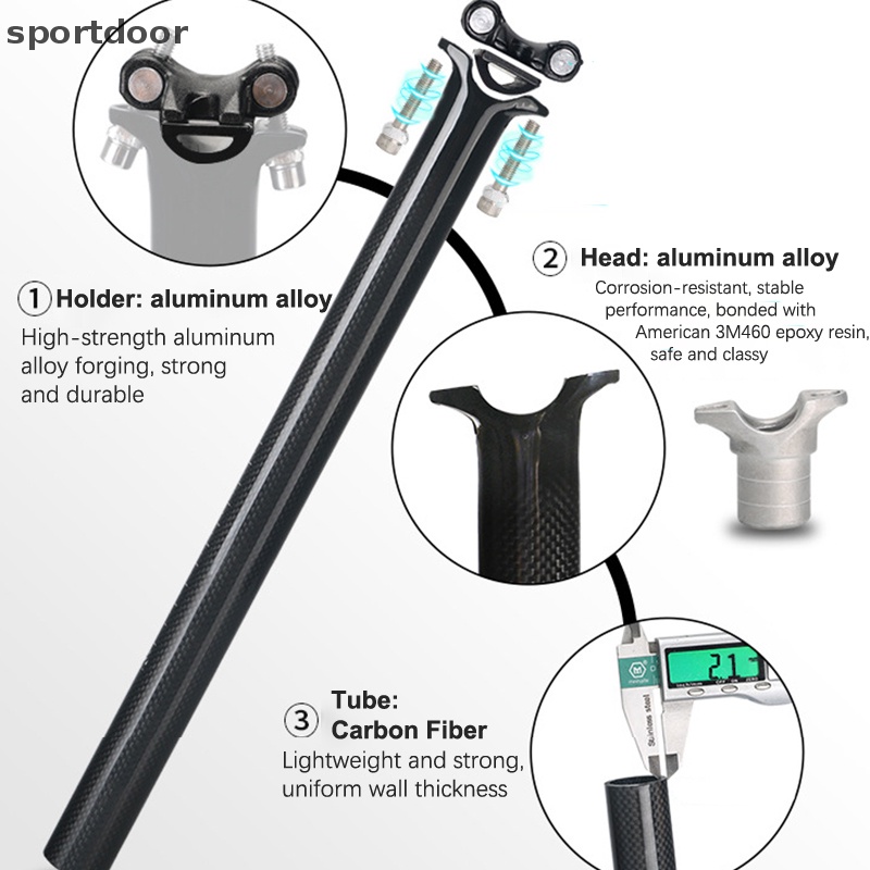 Trục Gắn Yên Xe Đạp Leo Núi Màu Đen Nhám 350mm / 400mm Dài 27.2 / 30.8 / 31.6mm Bằng Sợi Carbon