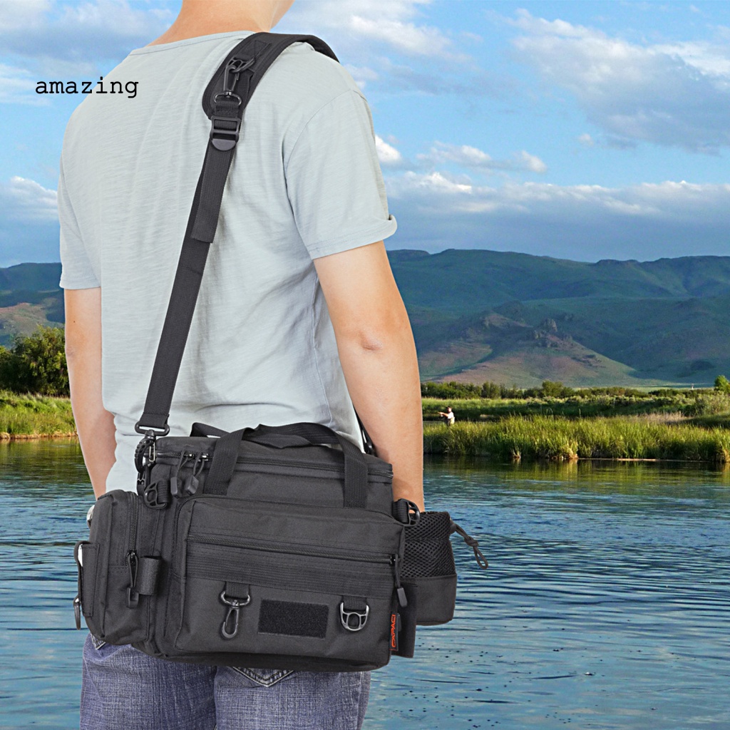 Túi Đựng Dụng Cụ Câu Cá Đeo Vai / Cần Câu Cá Bằng Nilon Cỡ Lớn Đa Năng Chống Thấm Nước Có Khóa Kéo Tùy Chỉnh Tiện Dụng