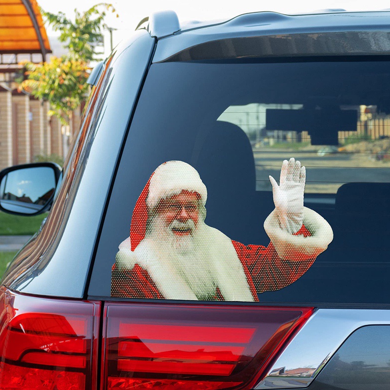 Bộ 4 Miếng Dán Trang Trí Cửa Sổ Xe Hơi Họa Tiết Giáng Sinh 3D Độc Đáo Xinh Xắn