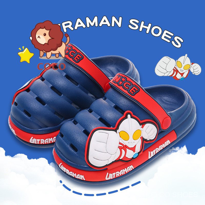 Dép Sandal Đục Lỗ Thoáng Khí Chống Trượt In Hình Ultraman Thời Trang Mùa Hè Cho Bé Trai Và Gái