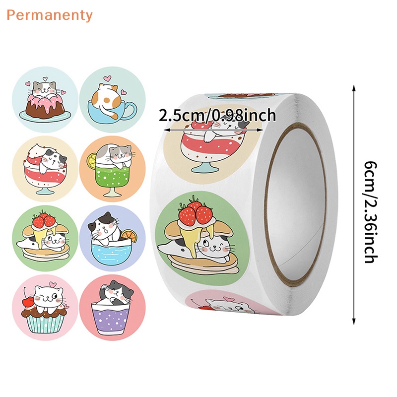 Set 500 Miếng Dán Hình Tròn Họa Tiết Mèo Hoạt Hình Trang Trí Đa Ứng Dụng
