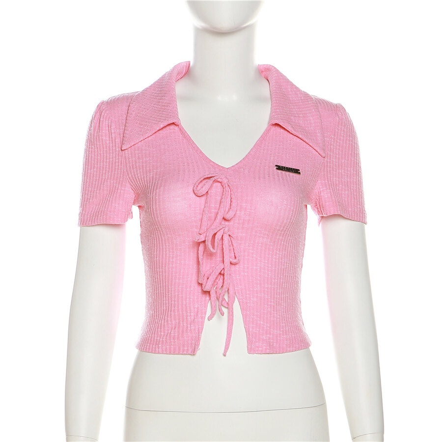 Weird Puss Áo Croptop Dệt Kim Tay Ngắn Màu Trơn Đơn Giản Thời Trang Mùa Hè Cho Nữ