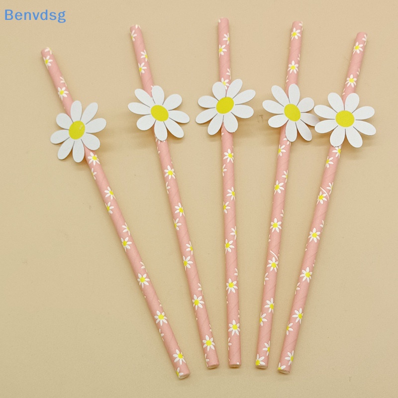 Set 30 Ống Hút Giấy Họa Tiết Hoa Cúc Dùng Một Lần Tiện Dụng