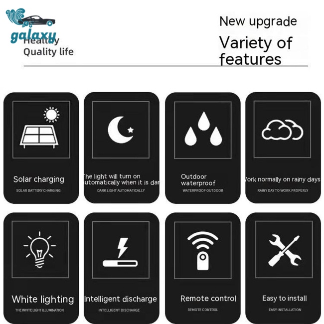 Galaxy Đèn Năng Lượng Mặt Trời Chống Thấm Nước Có Điều Khiển Từ Xa Trang Trí Gara Sân Vườn