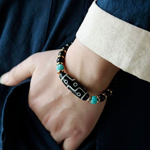 Vòng Tay Chuỗi Hạt Đá Mã Não Tự Nhiên Chín Mắt Dzi Mẫu Phía Sau Cho Nam Và Nữ Wenwan Rosary