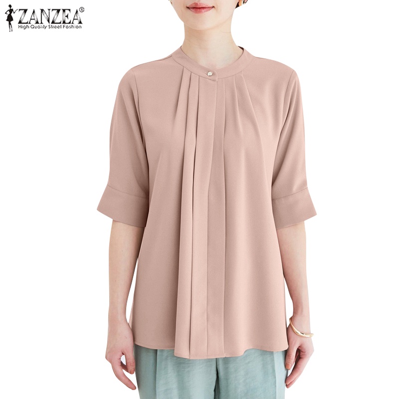 Áo ZANZEA tay lửng phong cách Hàn Quốc thanh lịch dành cho nữ