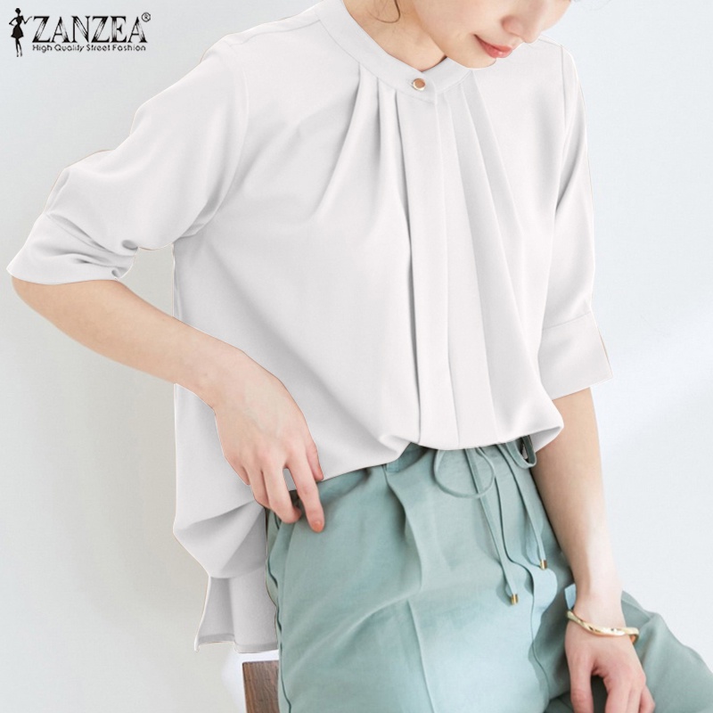 Áo ZANZEA tay lửng phong cách Hàn Quốc thanh lịch dành cho nữ