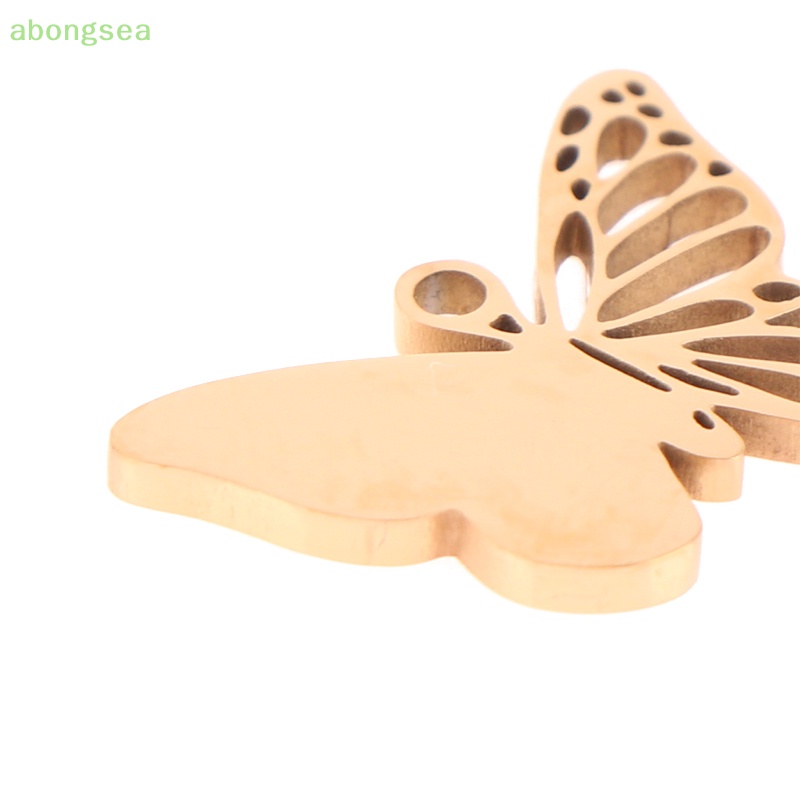 Abongsea Mặt Dây Chuyền Hình Bướm Rỗng Bằng Thép Không Gỉ Tráng Gương Đơn Giản Quyến Rũ