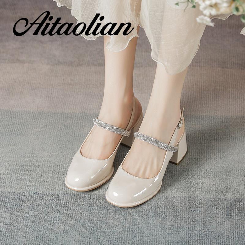 Xăng đan Cao Gót 5cm Bằng Da Mềm Đính Ngọc Trai Thời Trang Dành Cho Nữ