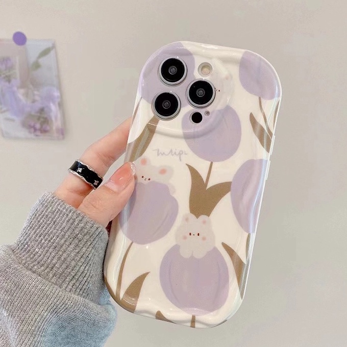 Ốp Lưng Silicone ChốNg SốC HìNh Hoa Tulip Dễ Thương Cho iPhone 7 8 Plus 11 12 13 14 Pro MAX 12Pro X XR Xsmax SE 2020 14Plus 7 + 8 +