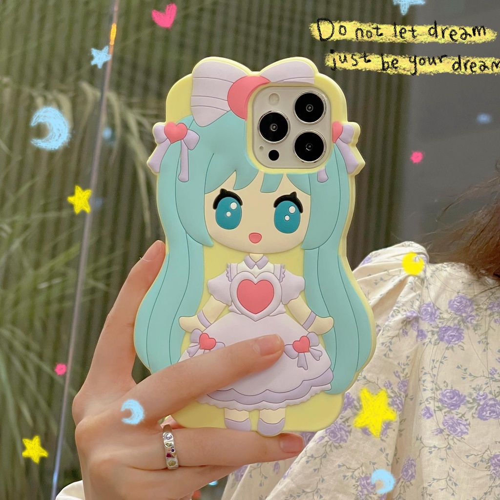 Ốp Điện Thoại Silicon TPU Mềm Hình Cô Gái Hoạt Hình 3D Dễ Thương Chống Sốc Chống Rơi Cho iPhone 14 13 12 11 Pro Max