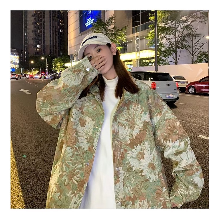 Áo Khoác Plus Size Họa Tiết Hoa Cúc Thời Trang Xuân Thu Cho Nam